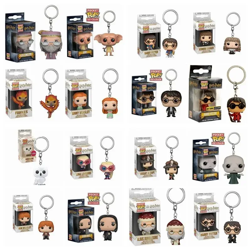 Funko POP Keychain Toy Hermione Granger Dobby Dumbledore Malfoy Ginny Ron Hedwig Snape Voldemort Luna Pocket Pop Key Ring Toy