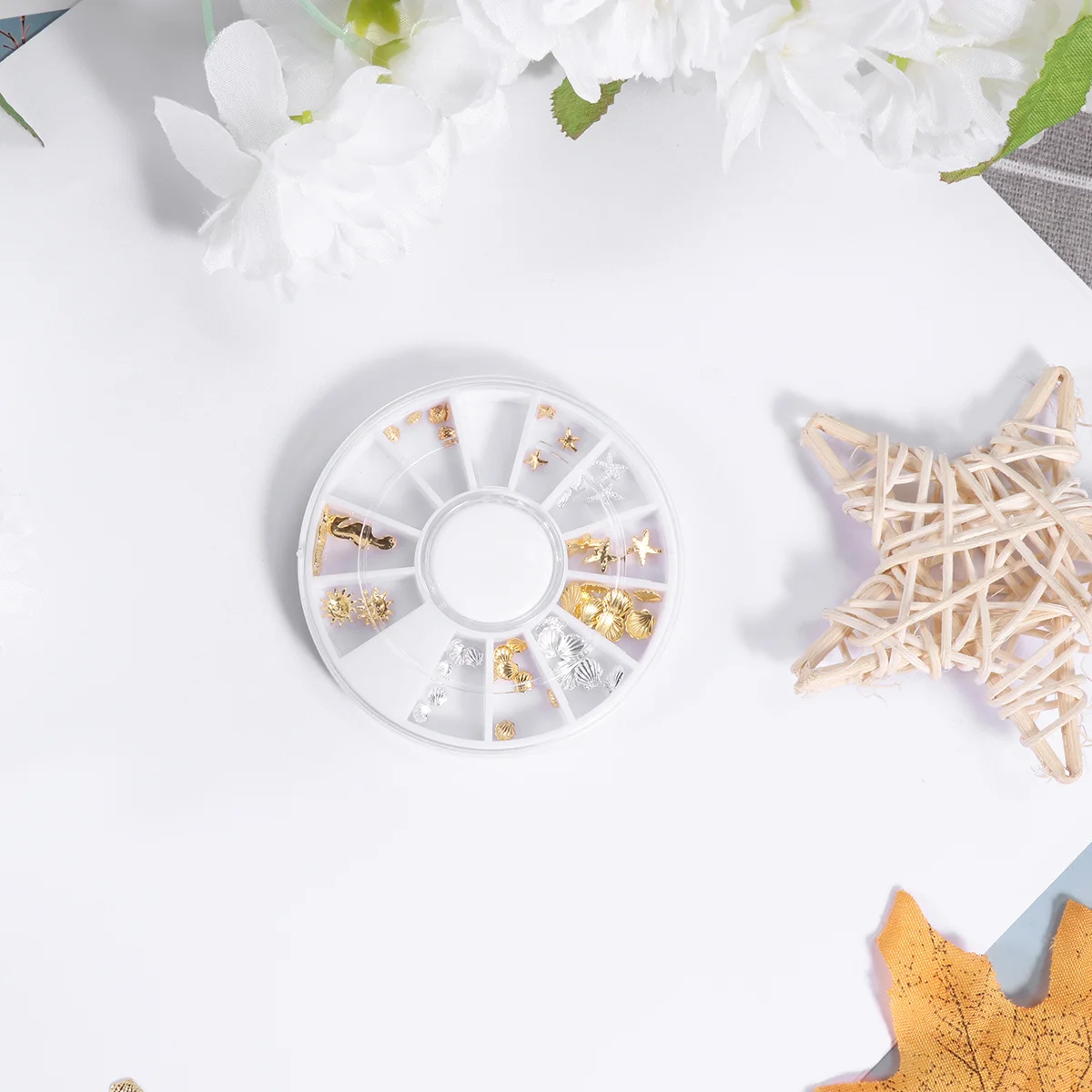 2개입 네일 아트 장식 합금 해마 파인애플 태양 모양 대량 DIY 매니큐어 액세서리 네일 장식 천연용