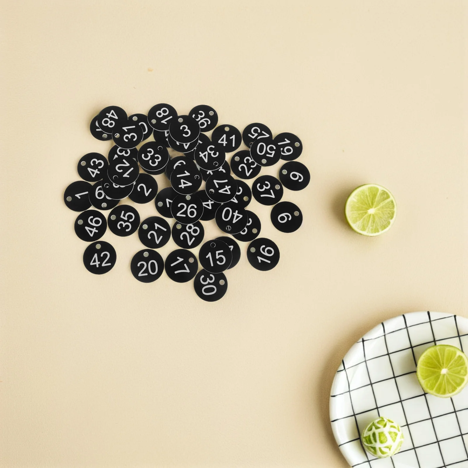 

50pcs Storage Key Tags: Round Plastic Numbered Id Markers 1-50 For Gym Locker Luggage Camping Organization Reusable Durable