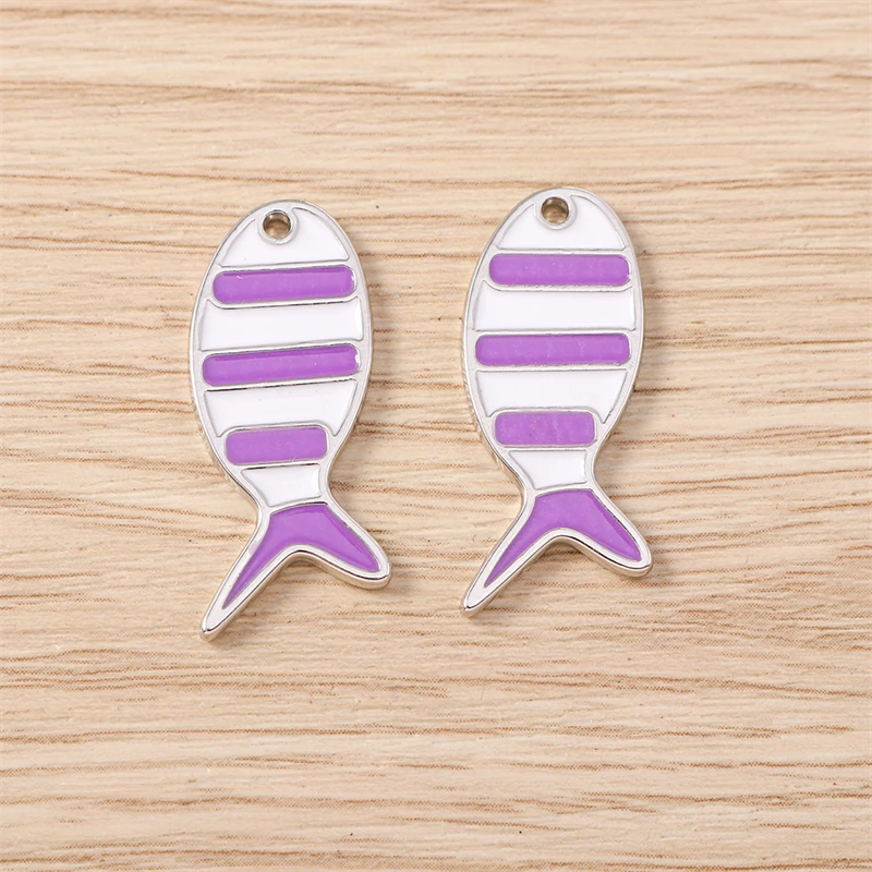 5 Stück 12x26mm Niedliche Bunte Emaille-Fisch-Anhänger für die Herstellung von Ohrhängern, Halsketten, Armbändern, DIY-Handwerk und Schmuckzubehör – Detail 13