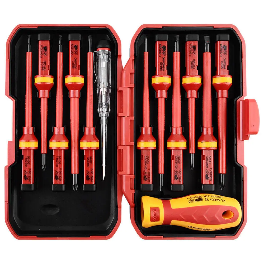 ช่างไฟฟ้าฉนวนไขควงชุด 1000V 13 ชิ้น/เซ็ตไขควงไฟฟ้า
