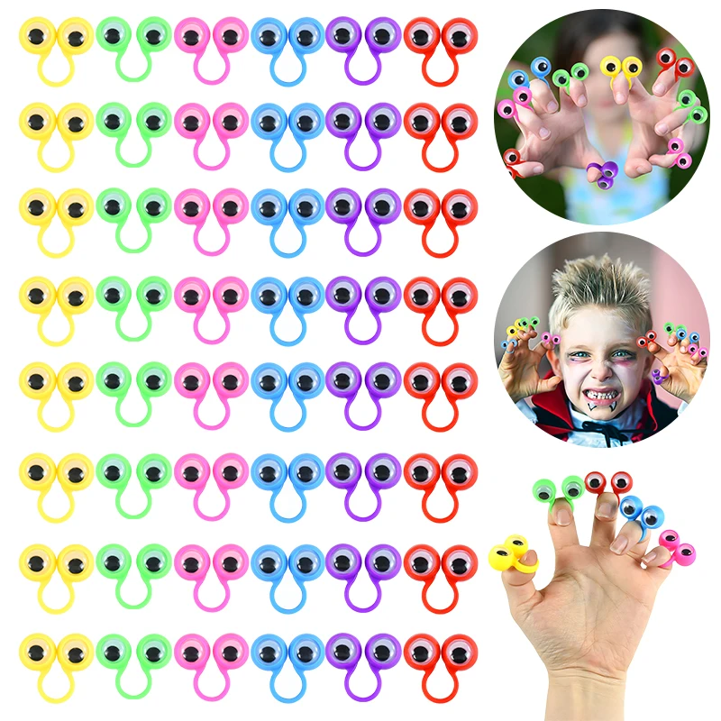 10/20pcs Colorful Finger Puppets Plastic Ring Wiggly Eyeball Kids Birthday Party Favors Goodie Bag Stuffer Pinata Fillers Toys