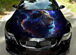 Lion with Starry Sky Car Hood Vinyl Stickers Wrap Vinyl Film Engine Cover Decals Sticker Universal Car Hood Protective Film