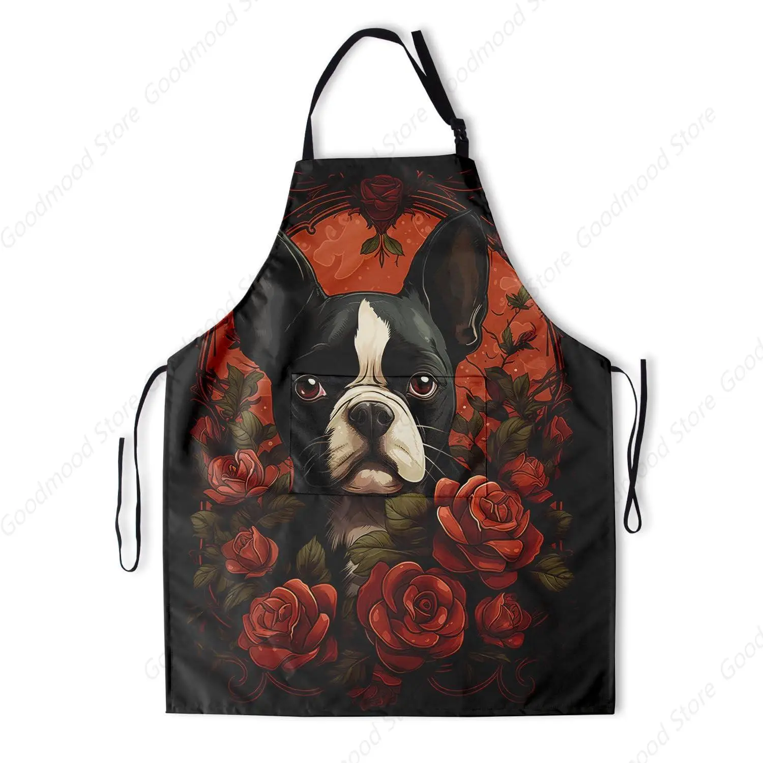 Dog Apron for Women with 2 Pockets Boston Terrier Dog Apron Puppy Pet Animal Kitchen Chef Aprons Bibs for Grooming Cooking