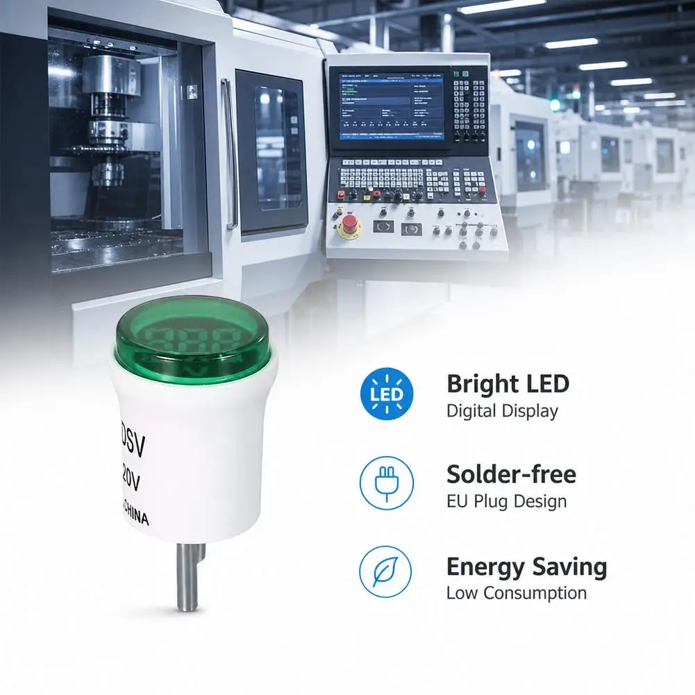 AC 220V/230V European Standard Digital AC Voltage Indicator with Plug Digital Circular LED Display Voltage Tester