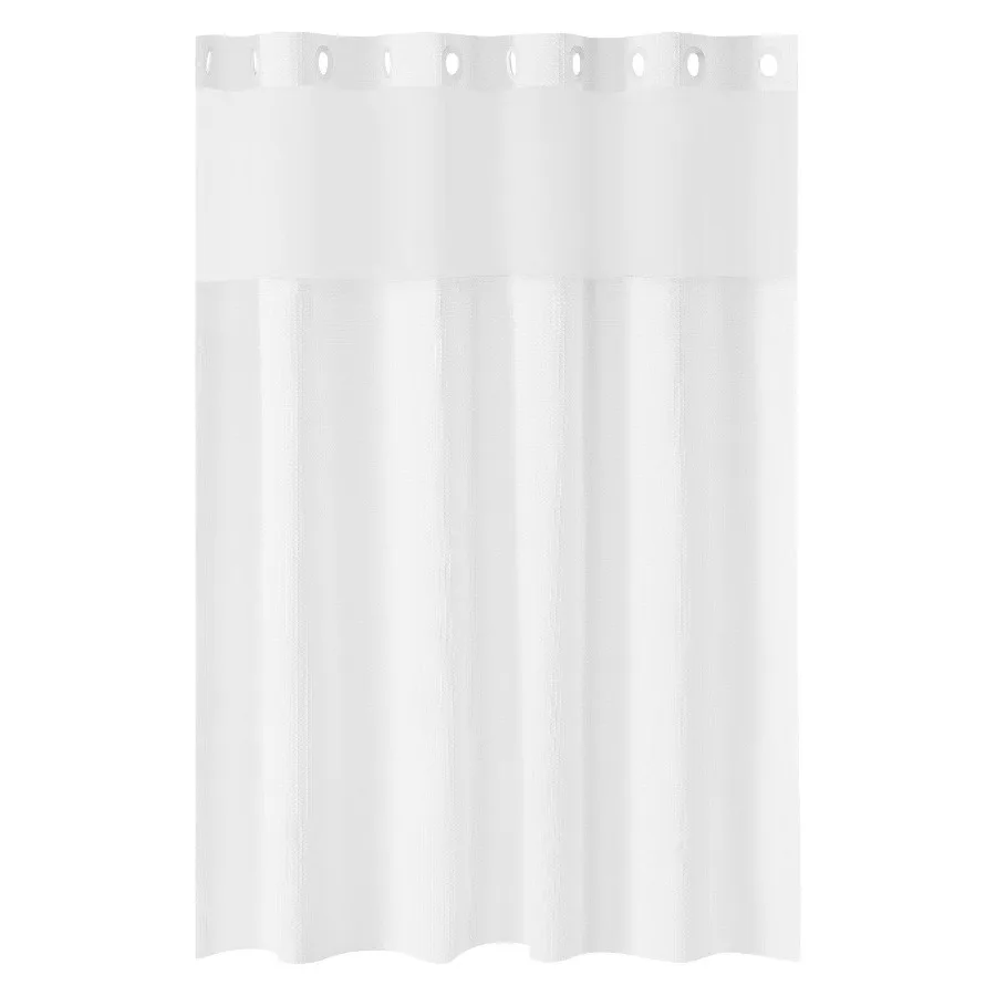 

No Hook Shower Curtain, 2-in-1 Waterproof Waffle Weave Shower Curtains, 240 GSM Curtain with Snap-in Liner, See-Through Window,