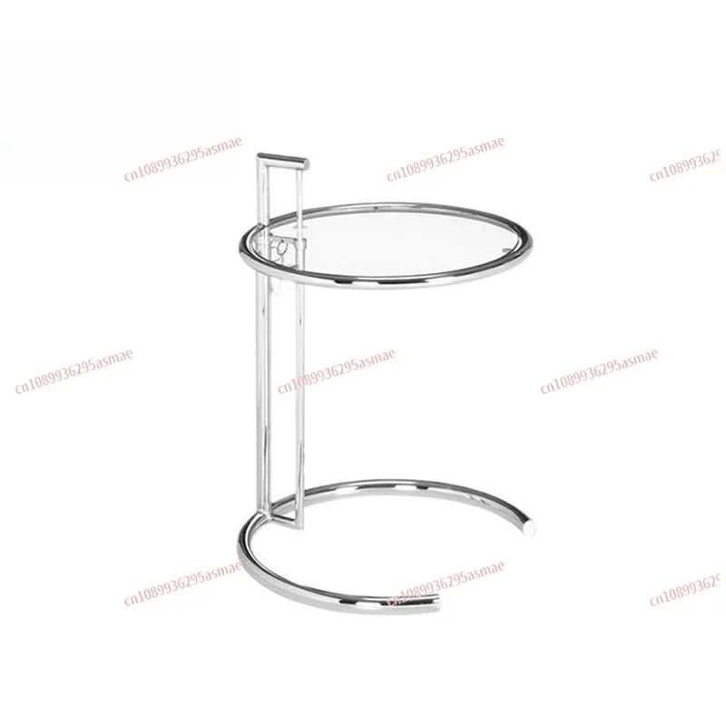 Stainless Steel Height Adjustable Round Coffee Table Side Table for Living Room