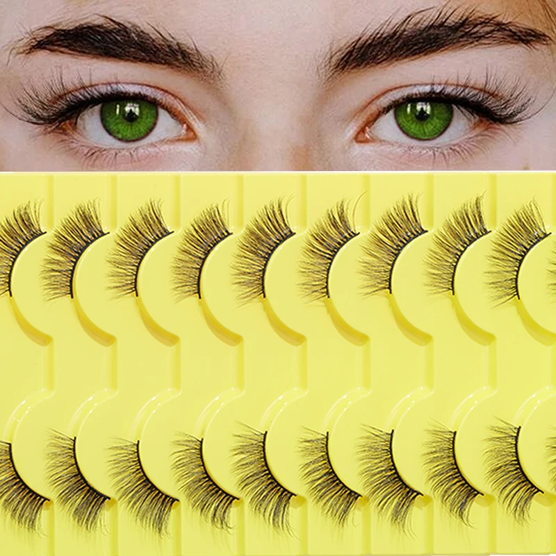 10 Pairs Cat Eye Cross Shaped Three-dimensional Slender Fishtail Half Eye False Eyelashes