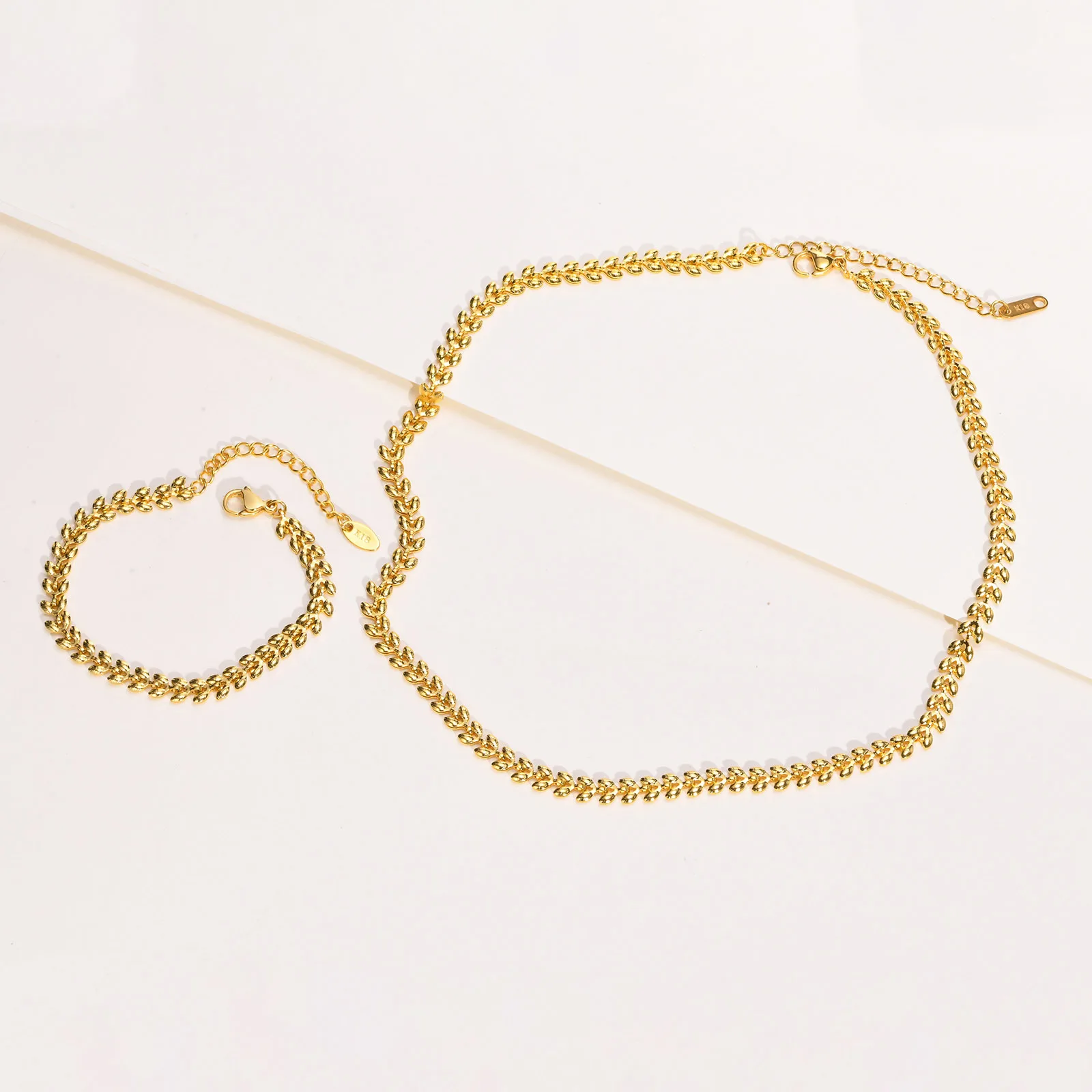 Women's Chic Chokers Necklaces, Gold Color Stainless Steel Wheat Chain Bracelet, Collar Necklace, Fashion Jewelry Gift To Girls