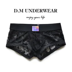 Men's Low Waist Underwear Boxers Flat Corner Pants Solid Color Solid Color Four Corner Shorts Home Pants