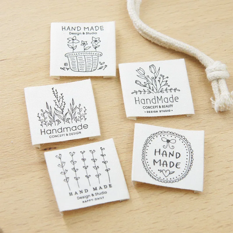 Spot cotton handmade cloth label folded tulip bush lace bow style label fabric accessories clothing tags