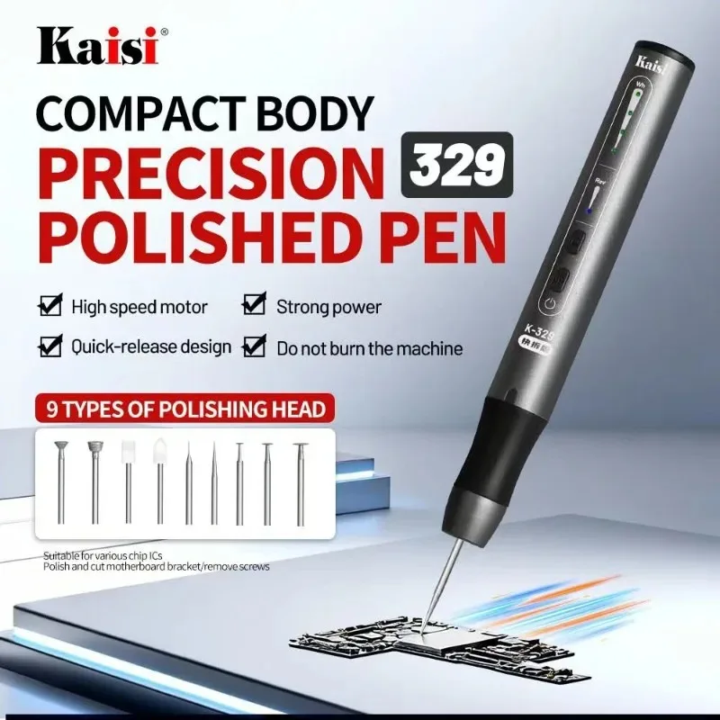 Kaisi K-329 Rechargeable Electric Polishing Pen 3-Speed with LED Display Professional Tool for Phone CPU IC Repair