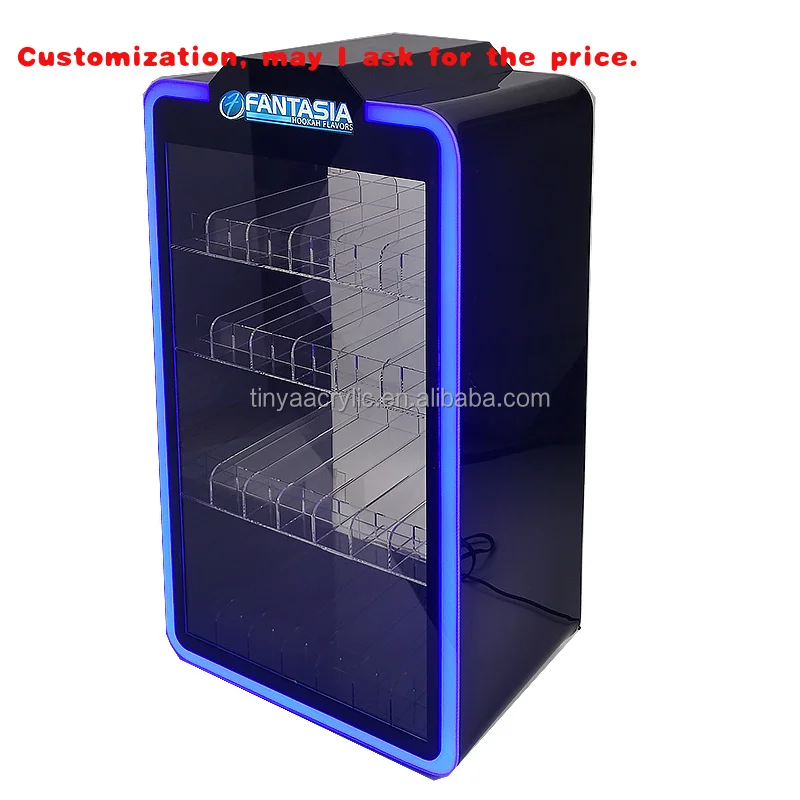 

custom.Hot Sale Big Floor Type Display Cabinet Smoking Store LED Light Display Stands Lock Door Display Boxes