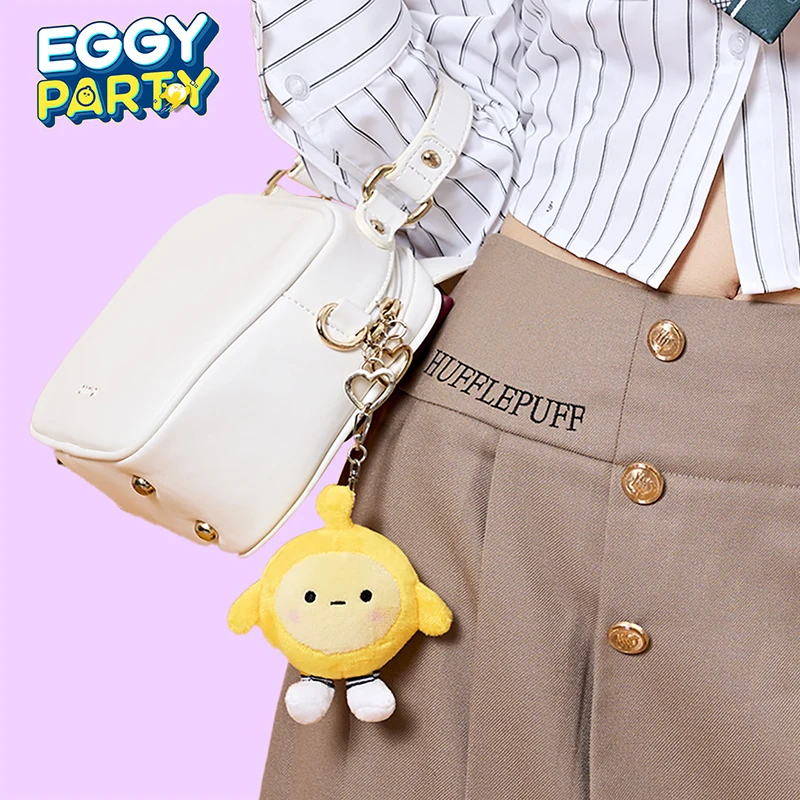 Eggy Party-plushie พวงกุญแจตุ๊กตาจี้ของเล่นพกพาสะดวกน่ารักจี้พวงกุญแจโลหะแท้