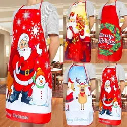 Santa Claus Aprons for Men and Women, Christmas Dinner Decoration, Home Kitchen, Baking, Oil Proof Reusable Apron Gift, 1 Piece