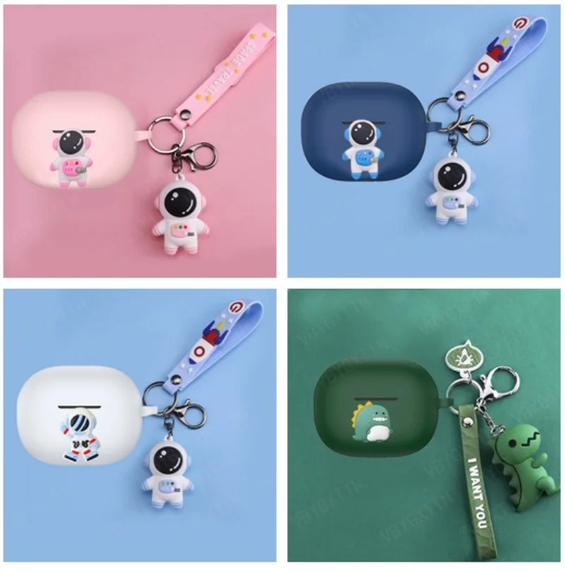 For Redmi Buds 4 Pro Case Cartoon Astronaut / Cute luck Cat /dog /Panda Silicone Earphones Cover with Keychain case redmi buds4