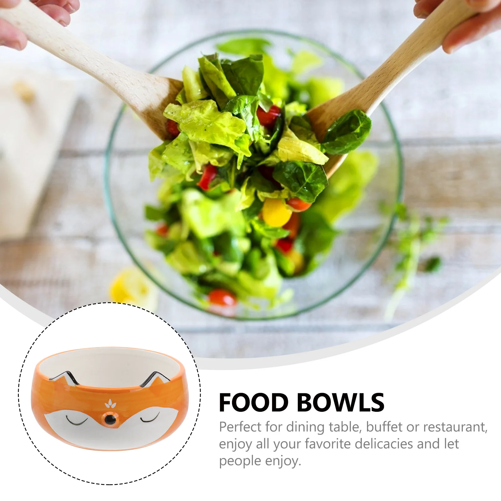 

1Pcs Lovely Cartoon Salad Bowl Ceramic Food Grade Smooth Surface Microwave Oven Safe Multipurpose Kitchen Supplies