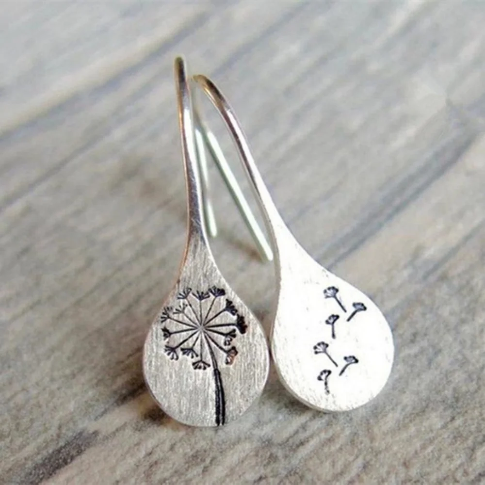 Silver Color 2021 New Dandelion Drop Earrings For Women Retro Simplicity Handmade Jewelry Wholesale Gift Cерьги