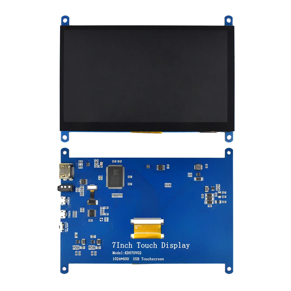 TNT capacitivo Touch Screen Panel, TFT LCD Module, Display para Raspberry Pi 3 B +, 4b, 1024x600, 7\