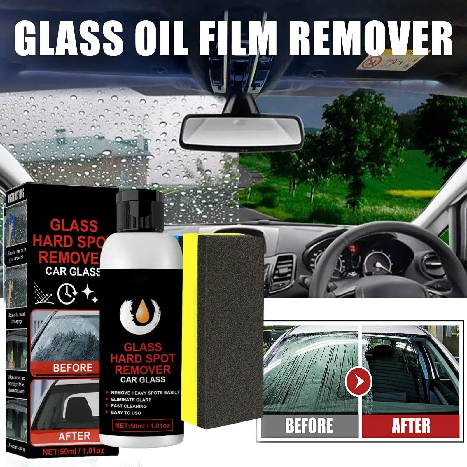 Car Glass Oil Film Remover Glass Polishing Compound Windshield Cleaner Paste Film Removal Cream Clear Window Auto Detailing