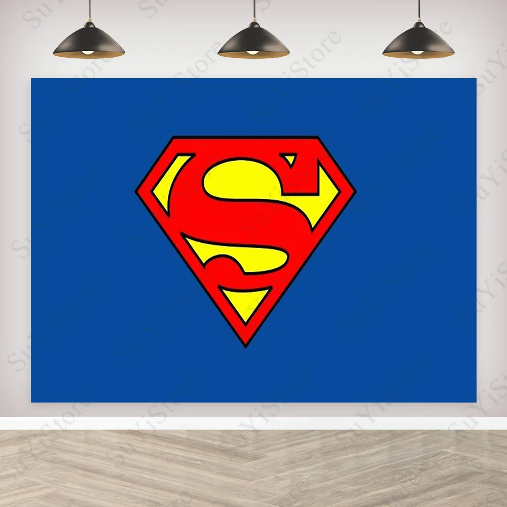 Superhero Superman Photography Backdrop DC Comics Boys Birthday Party Decoration Banner Photo Background Booth Props