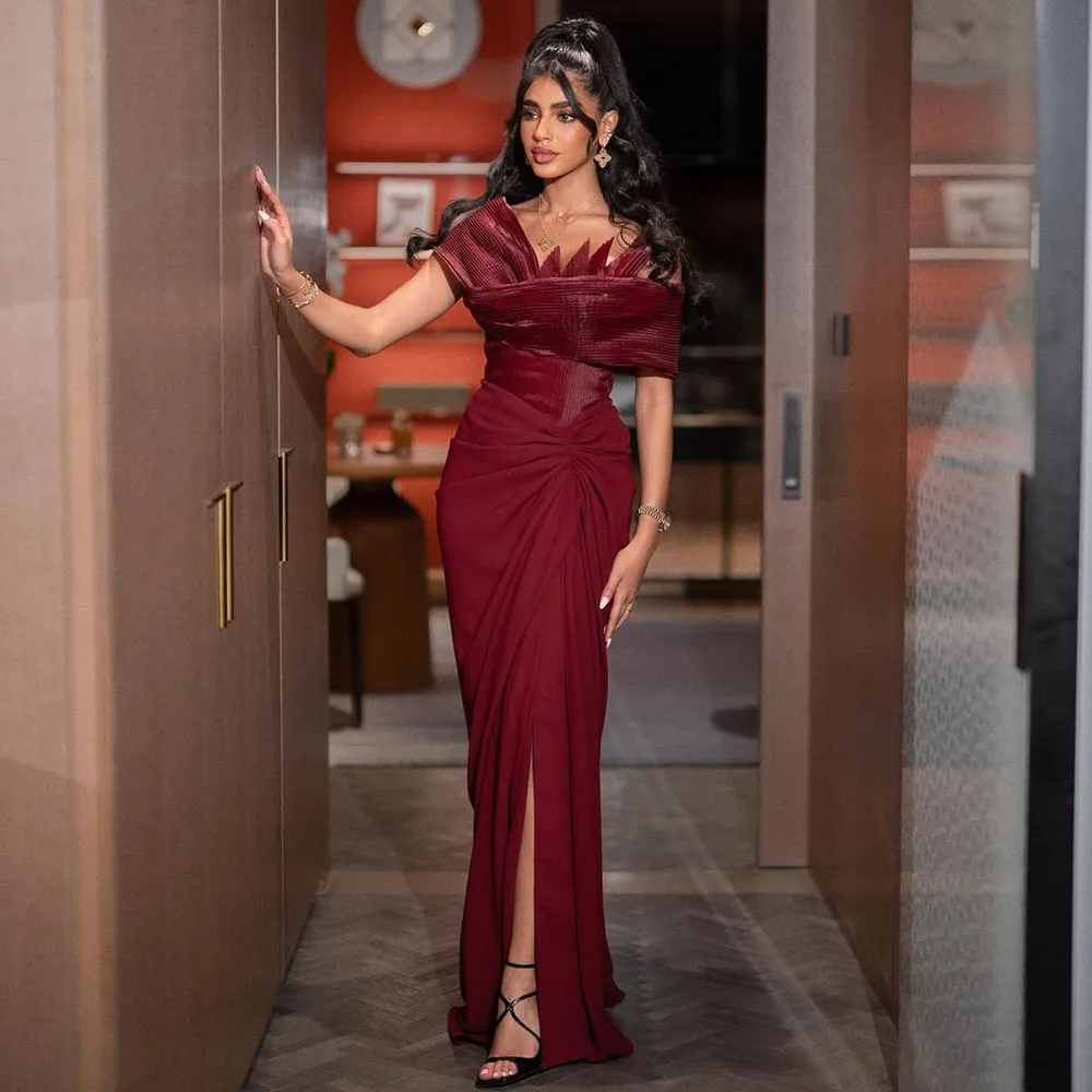 Customized Saudi Dress Trumpet Sleeveless One Shoulder Floor Length Evening Dresses Mermaid Formal Wedding Party Dress