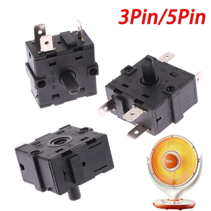 Electric Room Heating Heater Gear Knob Switch 3Pin 5Pin 3 Gear Rotary Switch Selector 16A Temperature Control Switch Accessories