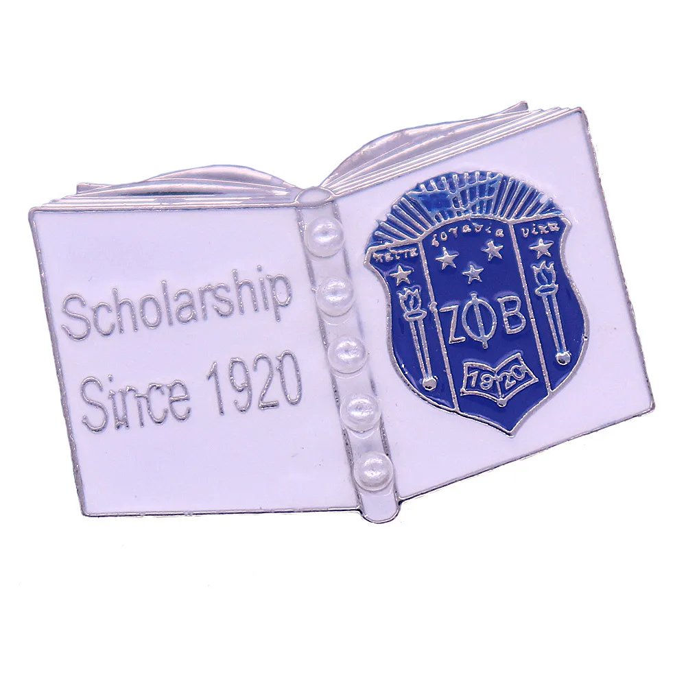 Fashion Metal Enamel Color College Sorority Scholarship Since 1920 Greek Sorority ZETA PHI BETA Book Brooch Lapel Pin Jewelry