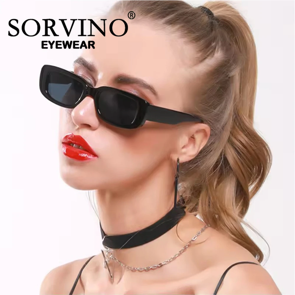 SORVINO New Small Rectangle Sunglasses Women Men Trendy Vintage Brand Designer Square Green Sun Glasses Female Eyewear UV400