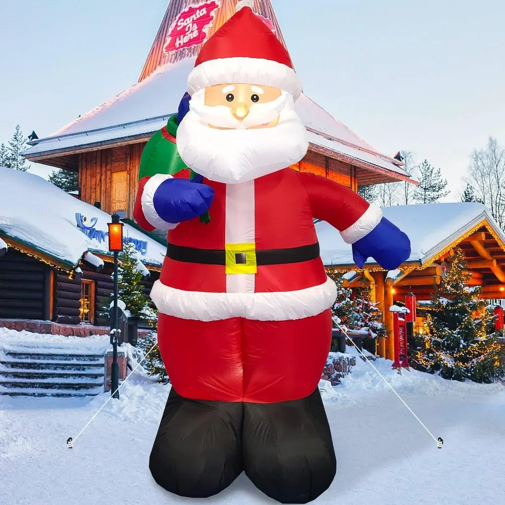 

Christmas Inflatables, Santa Outdoor Claus with Gift Bag Built-in LED Lights Blow Up Yard Decoration, Inflatables Christmas