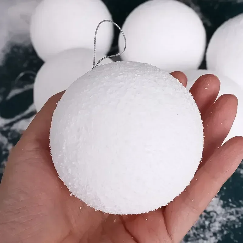 6/12Pcs White Christmas Ball Round Foam Balls Xmas Tree Hanging Ornaments Home Wedding Party Festival Decoration Globe Supplies