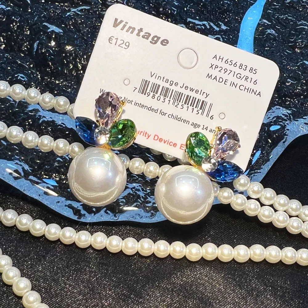 Pearl stud earrings original French niche real gold 925 silver needle feeling light luxury marking vintage earrings wholesale