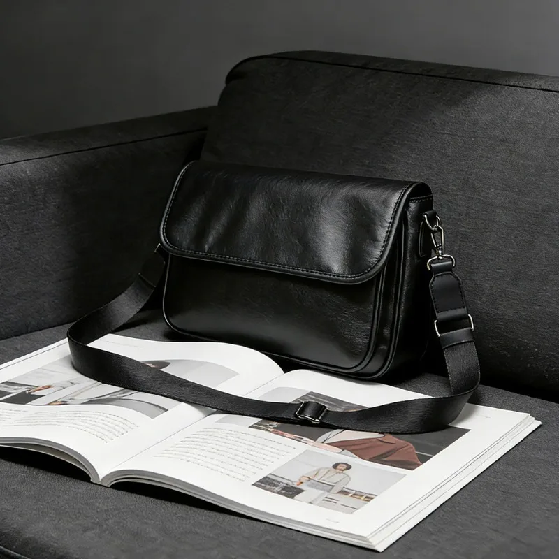

Новая мужская сумка-кроссбоди 2026 года: простой дизайн, унисекс, из мягкой искусственной кожи, на плечо, через плечо, с клапаном