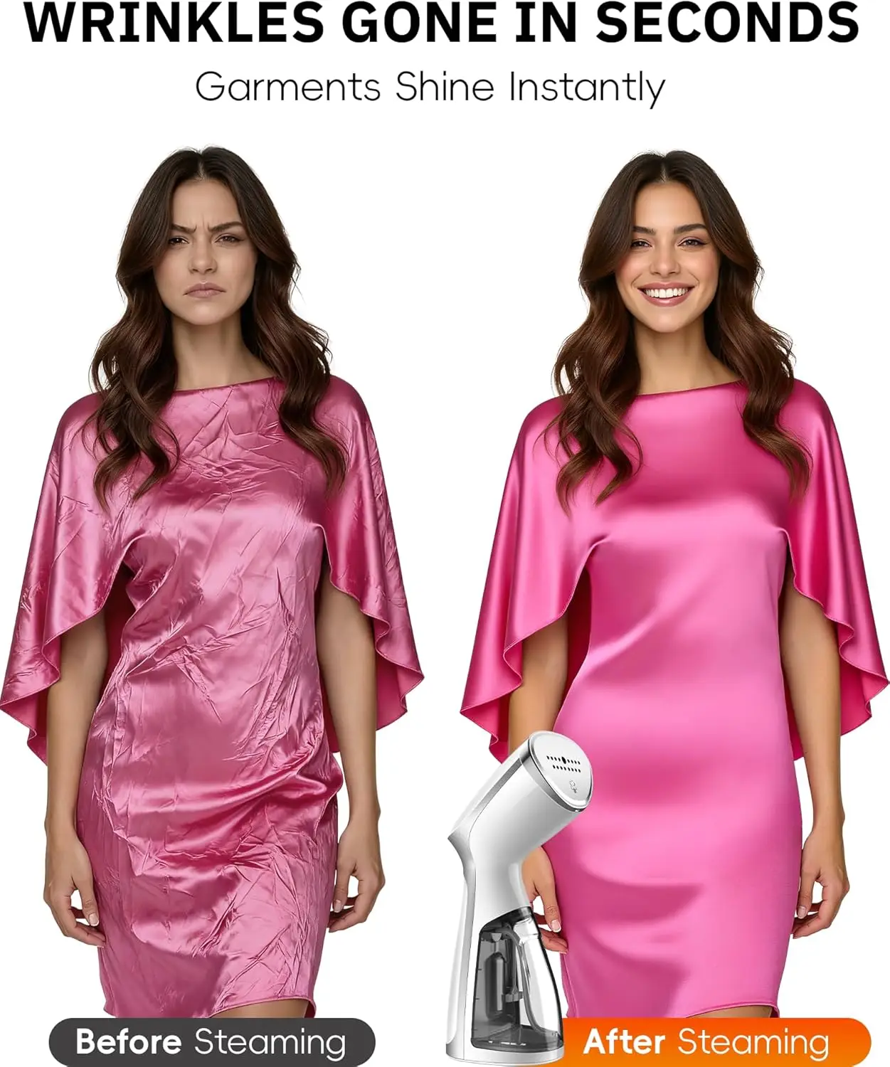 Tragbarer 1000-W-Kleidungsdampfer, tragbarer Stoff-Faltenentferner für Zuhause und Büro – Weiß (nur 120 V)