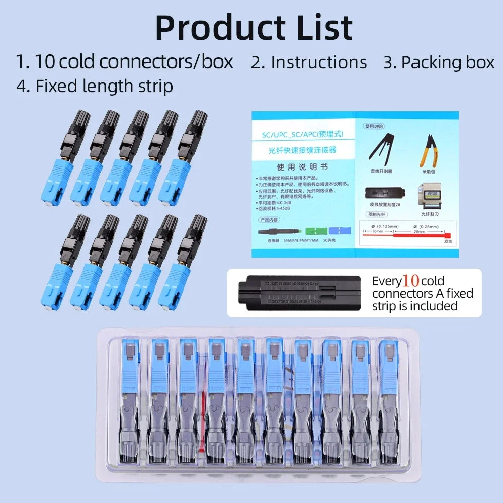 ZoeRax SC UPC جزءا لا يتجزأ من الألياف البصرية موصل سريع ل FTTH قابلة لإعادة الاستخدام الانصهار الألياف البصرية الباردة المقرنة محول ربط أدوات