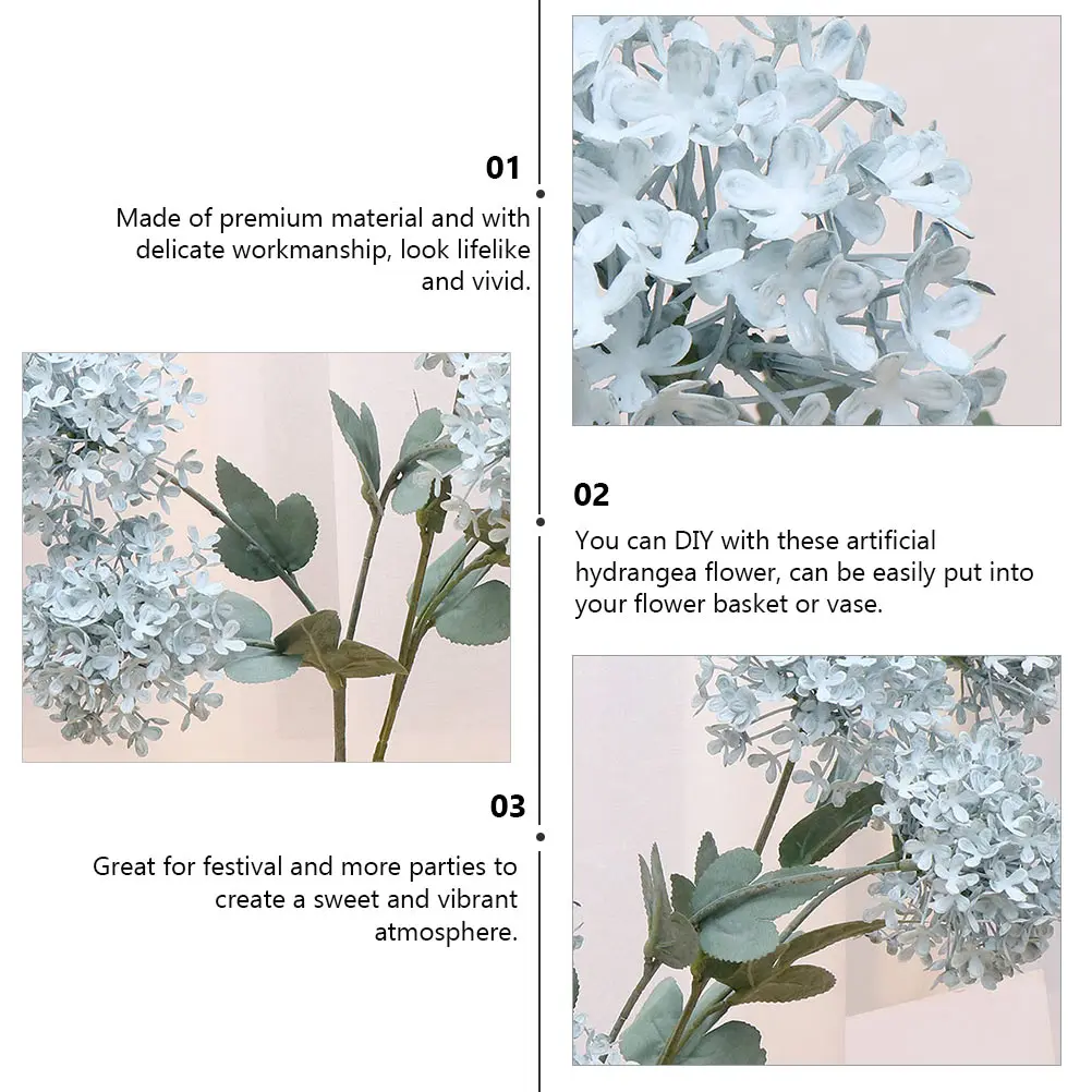 

2Pcs Artificial Hydrangea Flowers Decorative Wood Snowball Branches for Wedding Home Office Party Flower Arrangement Supplies