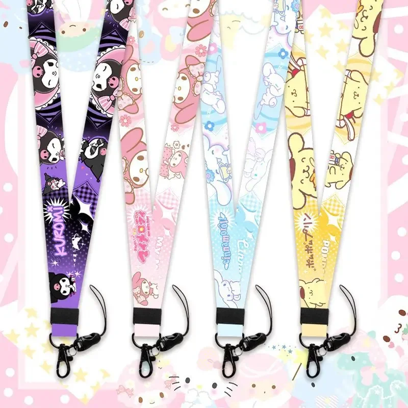 Sanrio-cordón de Hello Kitty, banda para el cuello de Anime Kuromi, tarjeta de identificación, teléfono de Fitness con soporte de identificación