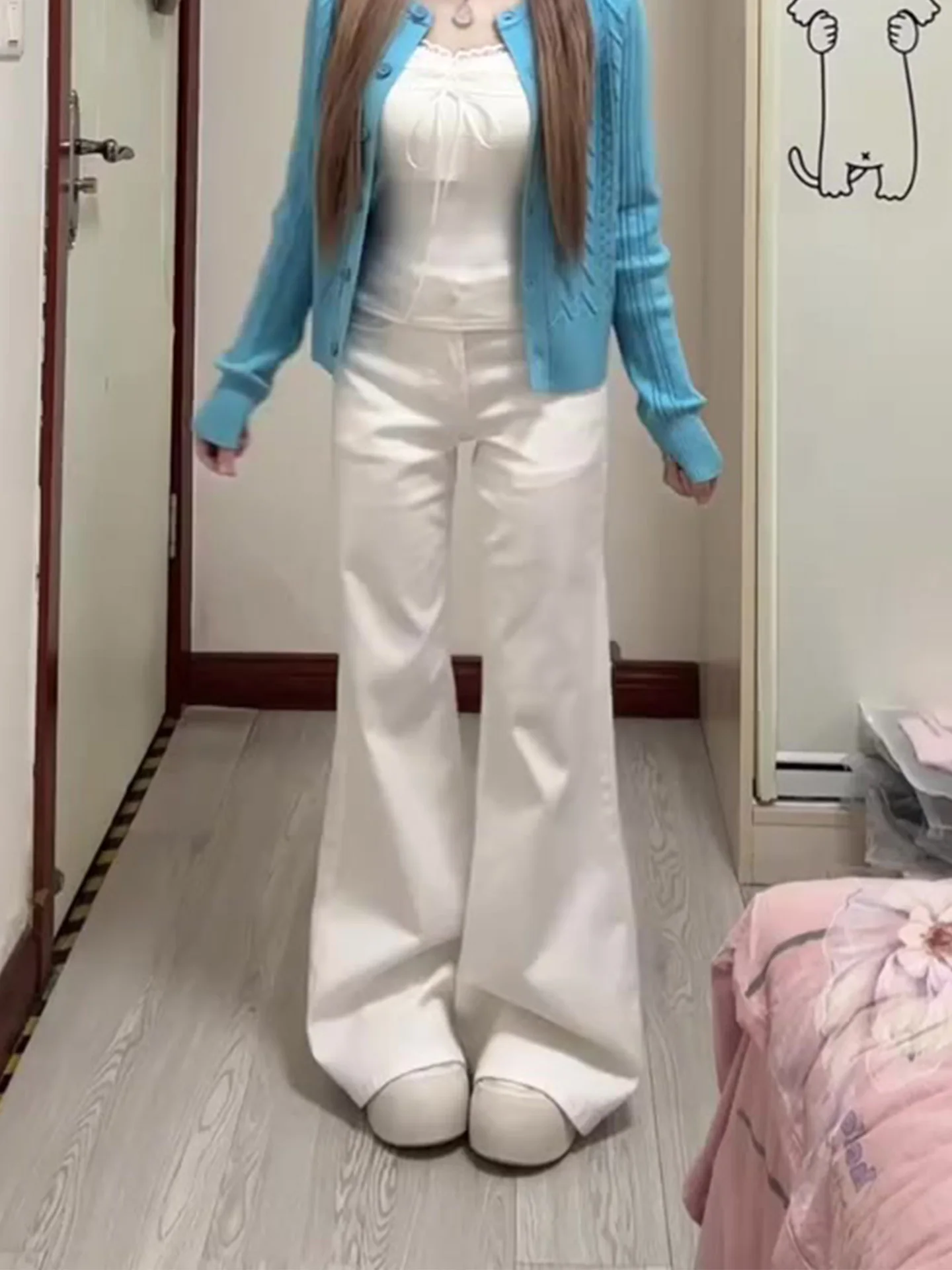 

Summer 2026 Women's Loose Fit High Street Vintage Washed Wide Leg Jeans Floor Length Trousers Casual Wear Daily Comfortable