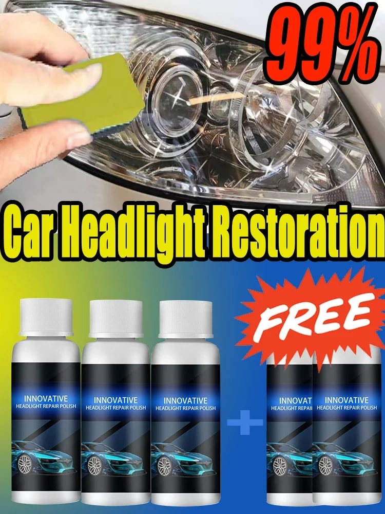 Car Headlight Restoration Fluid Headlamp Plating Refurbishment Polishing Agent with Sponge Tool Maintenance Supplies