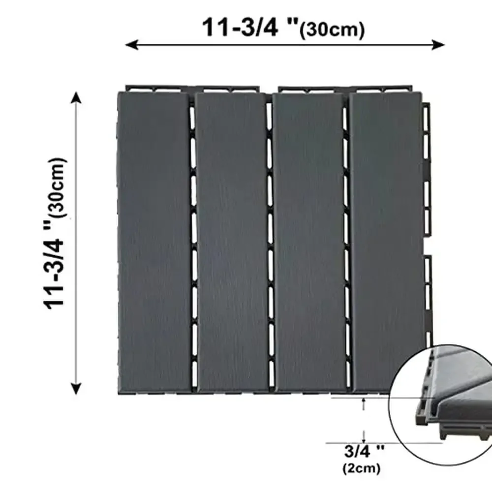 Interlocking Deck Tiles 36-Pack 12"x12" Weatherproof Outdoor Flooring Patio Balcony Bathroom Easy Install High Quality Plastic