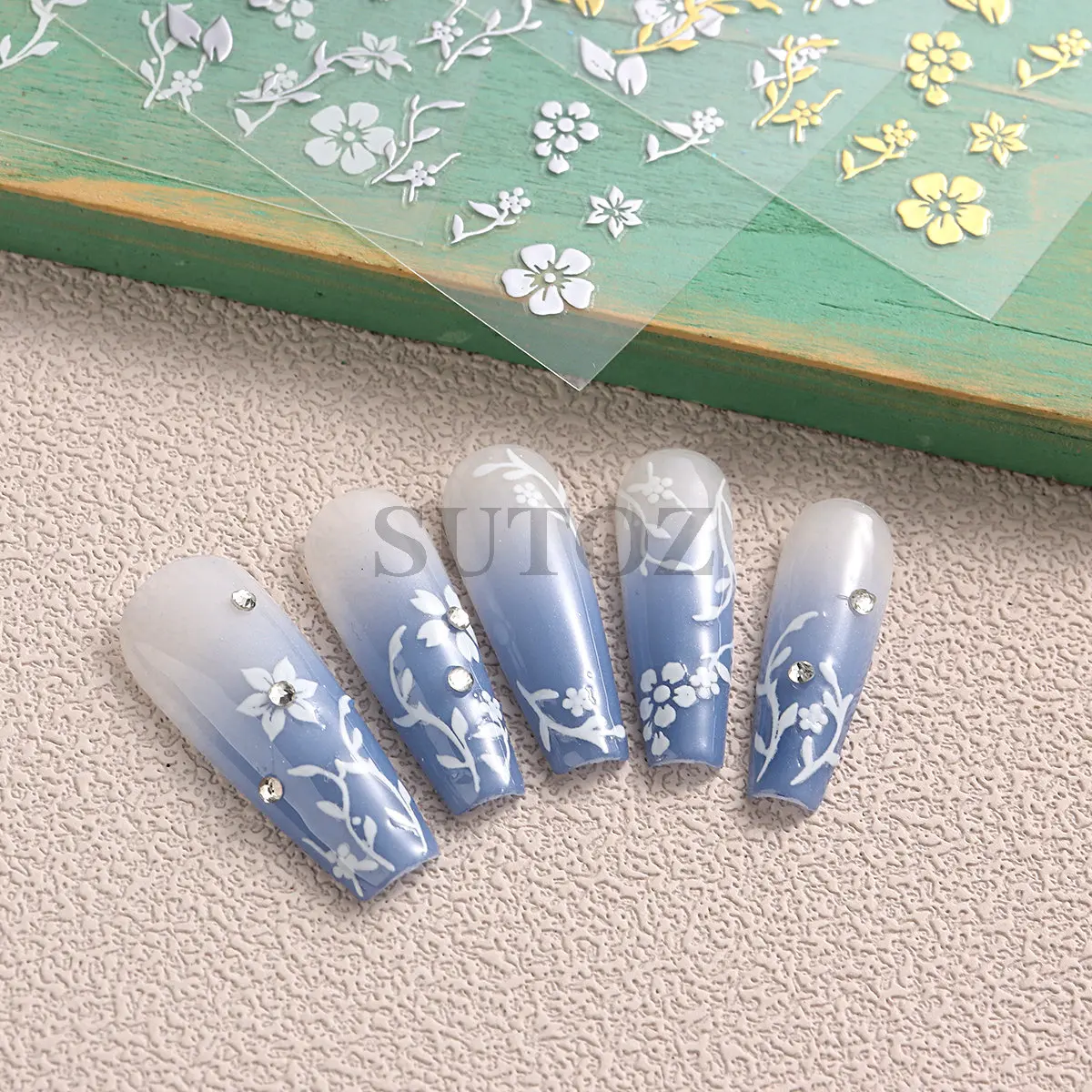 Flowers Nail Art Stickers Gold Silver Spring Summer Simple Florals Petals Leaf Self Adhesive Decorations For Nail Tips LEBTF-S29