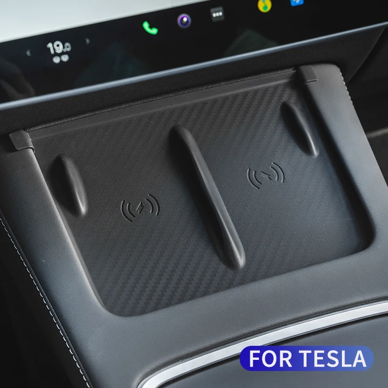 For Tesla Model 3 Y 2023 2022 2021 Silicone Wireless Charging Pad Non-Slip Mat Dust-Proof Charger Protect Cover Car Accessories