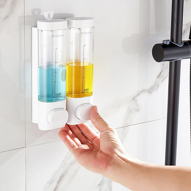 350/700ML Manual Soap Dispenser Wall Mounted Manual Shampoo Dispenser Dish Liquid Lotion Shower Gel Shampoo Chamber for Bathroom