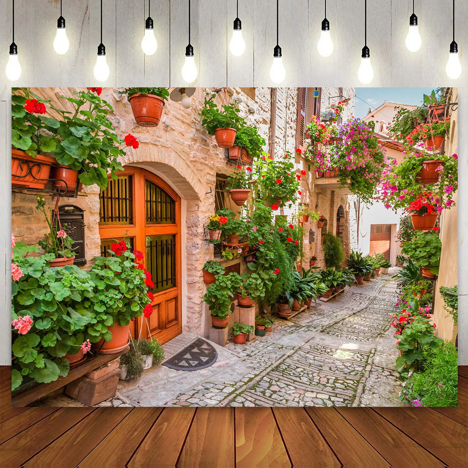 Medieval City Town Street Backdrop Party Banner Decoration Photography Background Italy Village Country Alley Landscape European