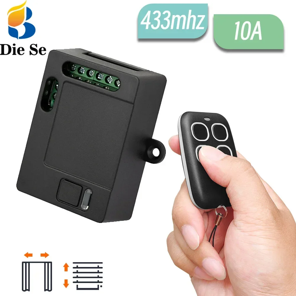 433MHz Rf Wireless Remote Control Relay Switch AC 220V 2CH Dry Contact Receiver and Transmitter for Garage Door System Motor LED