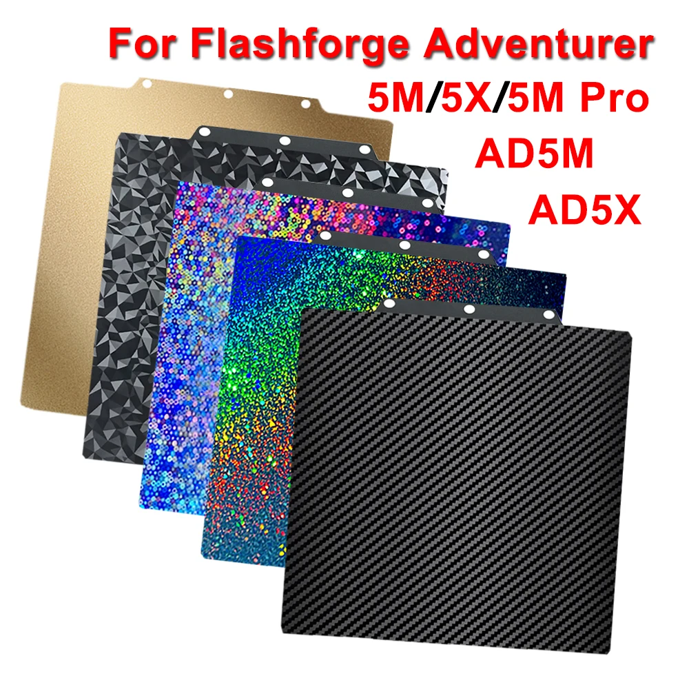 

For Flashforge Adventurer 5M, 5X, 5M Pro PEI Plate AD5M AD5X Build Plate Double Sided Heated Bed Flexible PEI Sheet 3D Bed Parts