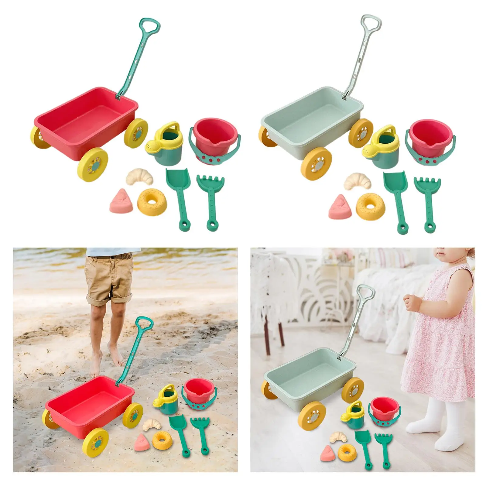 Sand Toys, Pretend Play Wagon Kids, Montessori Sandbox Toy Kids Beach Toy for Garden Hiking Summer Activities,