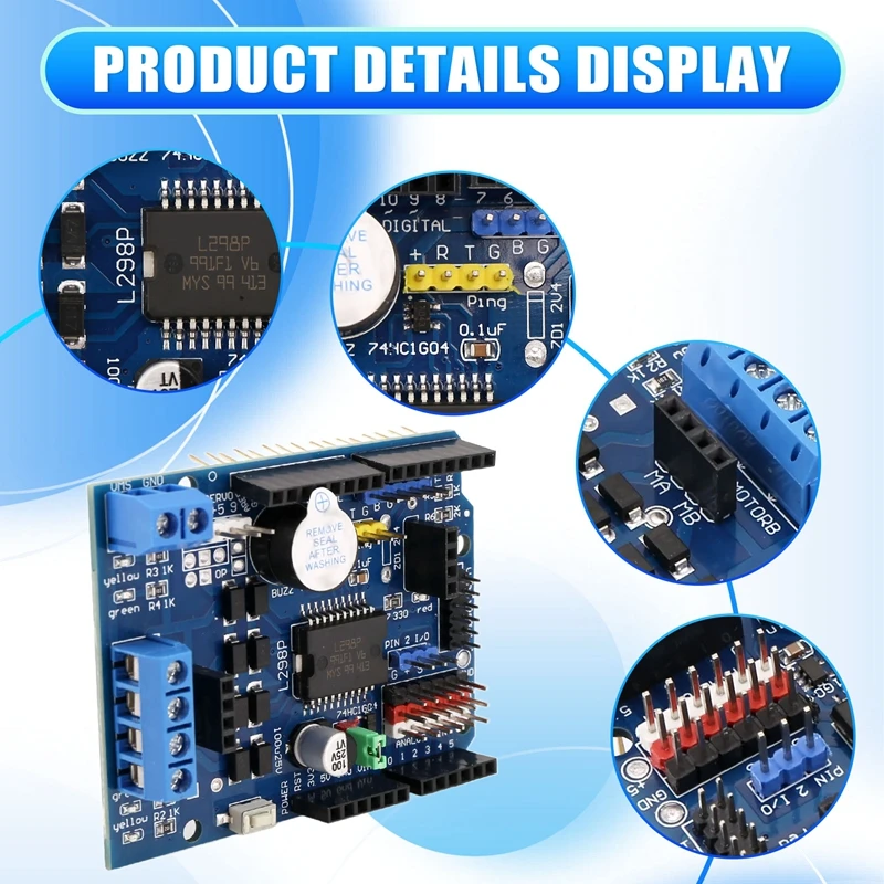 Módulo de placa de accionamiento de Motor de CC L298P, placa de protección de accionamiento de Motor de CC, 2A, Puente en H Dual, 2 vías para Arduino UNO R3