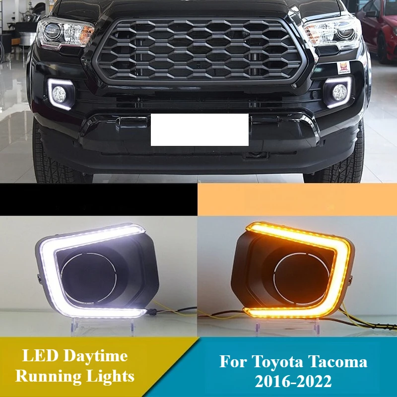 

2Pcs DRL for Toyota Tacoma 2016 2017-2022 LED Daytime Running Lights Daylight Front Fog Lamp with Dynamic Turn Signal Light