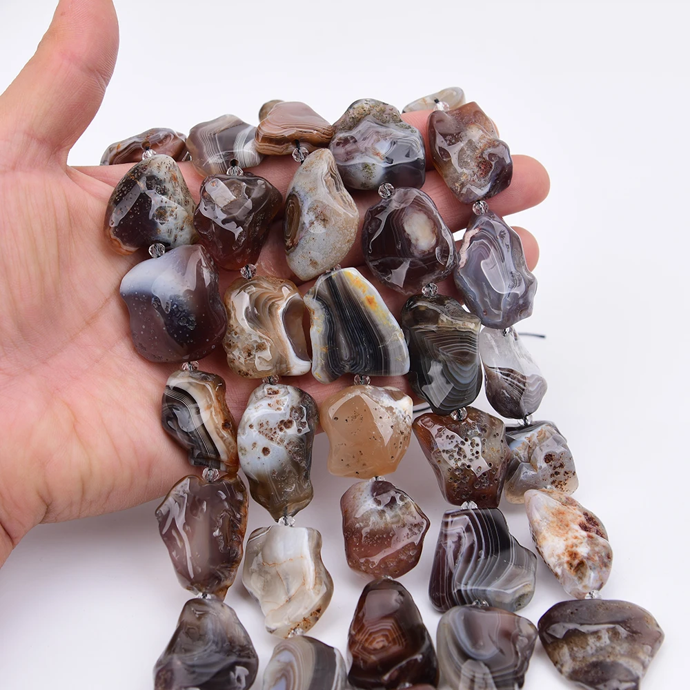 APDGG Natural Mix Brown Botswana Lace Agates Rough Freefrom Nugget Loose Pendant Beads 15.5